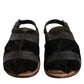 Dolce & Gabbana Black Gazelle Hair Leather Flats Sandals Shoes