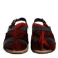 Dolce & Gabbana Black Red Gazelle Hair Leather Sandals Shoes