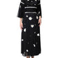 Dolce & Gabbana Black Silk Daisy A-line Long Maxi Dress