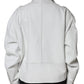 Dolce & Gabbana White Lambskin Leather Biker Coat Jacket