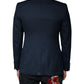 Dolce & Gabbana Blue Wool Logo Single Breasted Coat Blazer