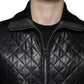 Dolce & Gabbana Black Calf Leather Quilted Full Zip Jacket