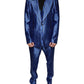 Dolce & Gabbana Metallic Blue Stripes Formal 3 Piece Suit