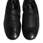 Dolce & Gabbana Black Logo Embroidered Leather Loafer Men Dress Shoes