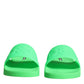 Dolce & Gabbana Green Leather Slides Sandals Beachwear Shoes