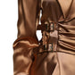 Emporio Armani Brown Satin Long Sleeves Wrap Sheath Mini Dress
