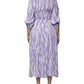 MSGM White Purple Patterned Viscose Short Sleeves Maxi Dress