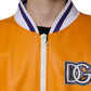 Dolce & Gabbana Orange White Full Zip Jersey Bomber Jacket