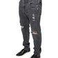 Dolce & Gabbana Dark Gray Tattered Cotton Skinny Denim Jeans