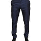 Dolce & Gabbana Blue Polyester Formal Tuxedo Pants