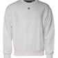 Dolce & Gabbana White Logo Cotton Crew Neck Pullover Sweater