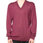 Dolce & Gabbana Maroon Cashmere V-neck Men Pullover Sweater