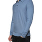 Dolce & Gabbana Sky Blue Silk Collared Men Pullover Sweater