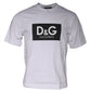 Dolce & Gabbana White Logo Print Cotton Crew Neck T-shirt