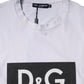 Dolce & Gabbana White Logo Print Cotton Crew Neck T-shirt