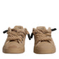 Dolce & Gabbana Brown Jute Fabric Low Top Men Sneakers Shoes