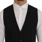 Dolce & Gabbana Black STAFF Cotton Striped Vest