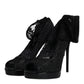Dolce & Gabbana Black Stretch Taormina Lace Boots Shoes