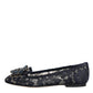 Dolce & Gabbana Blue Taormina Lace Crystals Flats Shoes