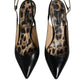 Dolce & Gabbana Black Leather High Heels Slingbacks Shoes