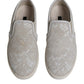 Dolce & Gabbana White Floral Lace Slip On Loafers Shoes
