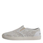Dolce & Gabbana White Floral Lace Slip On Loafers Shoes