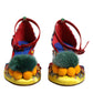 Dolce & Gabbana Multicolor Carretto Crystal Fur Sandals Shoes