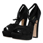 Dolce & Gabbana Black Leather Platform Heels Sandals Shoes
