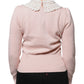 Dolce & Gabbana Pink Cashmere Collar Knitted Long Sleeves Top