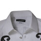Dolce & Gabbana White Slim Fit Baroque GOLD Men Dress Shirt