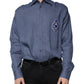 Dolce & Gabbana Blue Logo Long Sleeve Button Down Casual Shirt