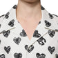 Dolce & Gabbana White Heart Print Short Sleeve Casual Shirt