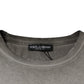 Dolce & Gabbana Gray Printed Cotton Crewneck Pullover Sweater