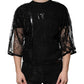 Dolce & Gabbana Black Nylon Floral Lace Crew Neck T-shirt