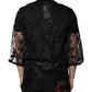 Dolce & Gabbana Black Nylon Floral Lace Crew Neck T-shirt
