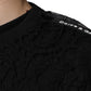 Dolce & Gabbana Black Nylon Floral Lace Crew Neck T-shirt