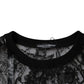 Dolce & Gabbana Black Nylon Floral Lace Crew Neck T-shirt