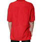 Dolce & Gabbana Red Cotton V-neck Short Sleeves T-shirt