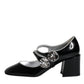 Dolce & Gabbana Black Patent Leather Crystal Mary Jane Pumps Shoes