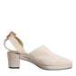 Dolce & Gabbana Off White Block Heels Slingback Sandals Shoes