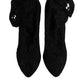 Dolce & Gabbana Black Lace Stretch Heels Mid Calf Boots Shoes