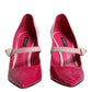 Dolce & Gabbana Two Tone Pink Leather Mary Jane Heels Pumps Shoes