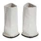 Dolce & Gabbana White Faux Pearl Leather Pointed Toe Ankle Boot Shoes