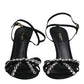 Dolce & Gabbana Black Leather Crystal Bow KEIRA Sandals Shoes