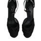 Dolce & Gabbana Black Mesh Ankle Strap Heels Pumps Shoes