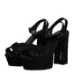 Dolce & Gabbana Black Leopard Platform Heels Sandals Shoes