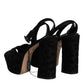 Dolce & Gabbana Black Leopard Platform Heels Sandals Shoes