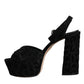 Dolce & Gabbana Black Leopard Platform Heels Sandals Shoes