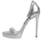 Dolce & Gabbana Silver Leather Platform Keira Sandals Shoes