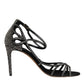 Dolce & Gabbana Black Strass Ankle Strap Heels Sandals Shoes